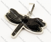 Black Stainless Steel Butterfly Pendant with Stone -JP140060