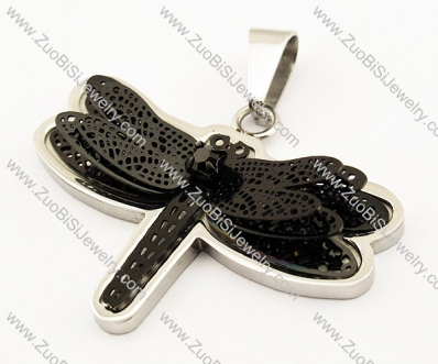 Black Stainless Steel Butterfly Pendant with Stone -JP140060