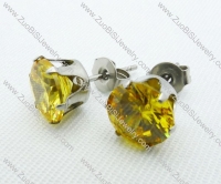 3mm Clear Light Topaz Zircon Stainless Steel earring JE220006