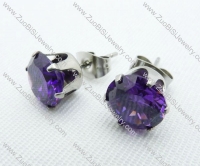 3mm Clear Violet Zircon Stainless Steel earring JE220009