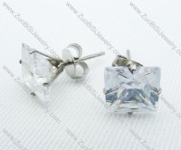 3mm Clear Square Zircon Stainless Steel Earring JE220013