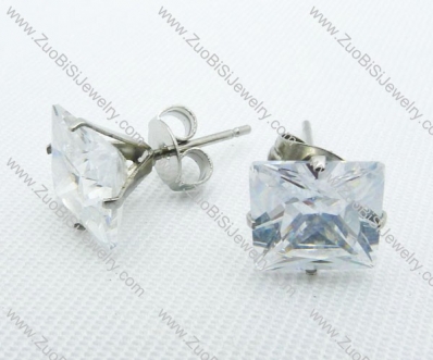 3mm Clear Square Zircon Stainless Steel Earring JE220013