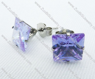 3mm Clear Square Aquamarine Zircon Stainless Steel Earring JE220015