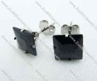 3mm Square Jet Zircon Stainless Steel Earring JE220016