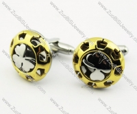 Gold Stainless Steel Whitetip Clover Cufflinks - JC280004