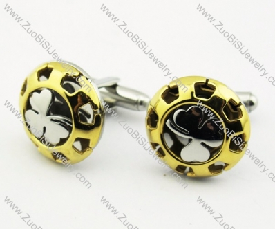 Gold Stainless Steel Whitetip Clover Cufflinks - JC280004