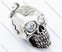 Big Clear Crystal Eye Stainless Steel Skull pendant - JP300022