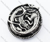 Stainless Steel Dragon Round Tag Pendant-JP330032