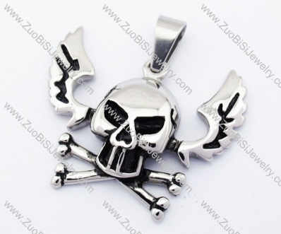 Stainless Steel Flying Skull Pendant with two wings -JP330061