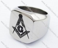 Smooth Stainless Steel Freemasonry Ring -JR330025