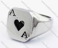 Stainless Steel Poker Black A Ring -JR330032