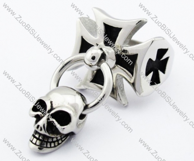 Stainless Steel Cross Skull Ring -JR330066