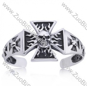 Big Fire Skull Stainless Steel Bangle - JB350063