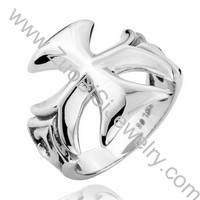 Stainless Steel Cross Ring - JR350021