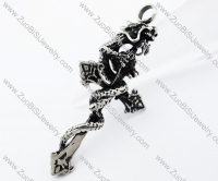 Stainless Steel Dragon Cross Pendant - JP370060