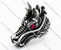 Red Stone Eye Stainless Steel Dragon Ring - JR370059