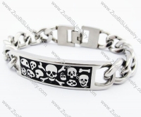 Shiny Stainless Steel Skulls Tag Bracelet - JB400018