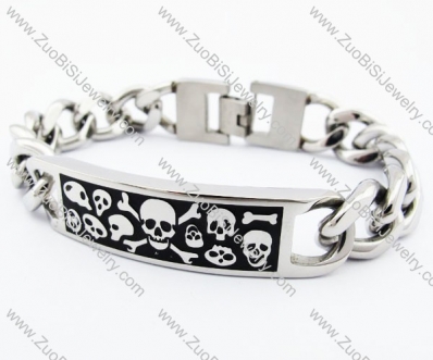 Shiny Stainless Steel Skulls Tag Bracelet - JB400018