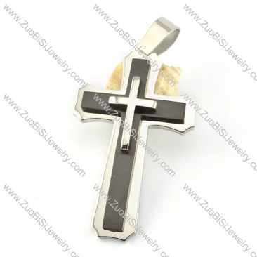 Black Big Stainless Steel Cross Pendant -p000899