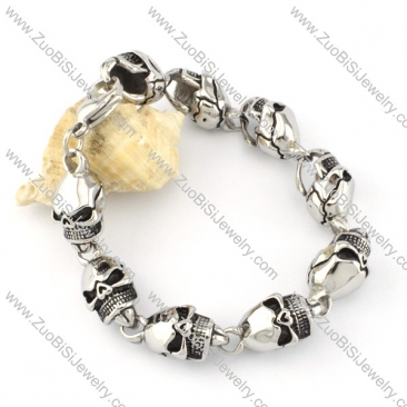 Solid Stainless Steel Skull Bracelet -b000714