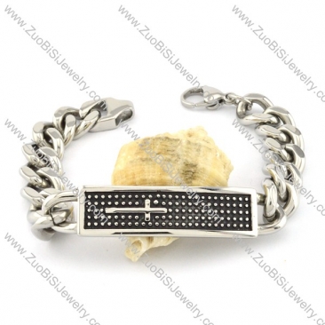 Men Stainless Steel Cross Tag Bracelet -b000734