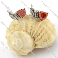 Clear Red Heart Zircon Wing Earring e000408