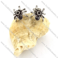 Spider Earring in Stainless Steel with Black Rhinestone -e000413