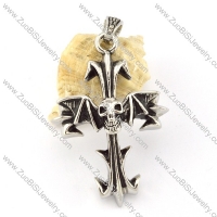 Punk Style Stainless Steel Skull Cross Pendant -p000626