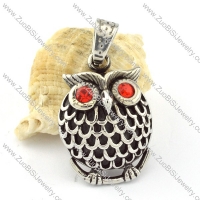 Fat Stainless Steel Red Eye Owl Pendant -p000639