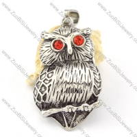 Stainless Steel Red Eye Owl Pendant -p000641