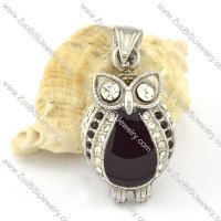 Stainless Steel Owl Pendant with Clear Rhinestone  -p000652