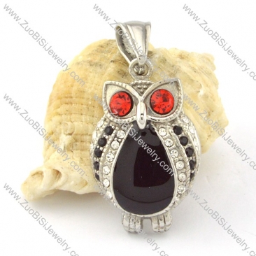 Stainless Steel Crystal Owl Pendant -p000654