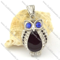 Stainless Steel Rhinestoe Owl Pendant -p000655