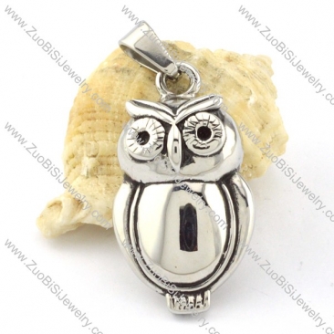 Shiny Stainless Steel Owl Pendant -p000656