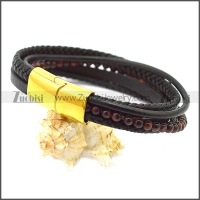 Stainless Steel Leather Bracelet b009807H1