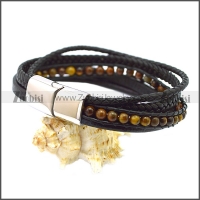 Stainless Steel Leather Bracelet b009808H6