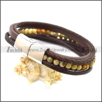 Stainless Steel Leather Bracelet b009808K1