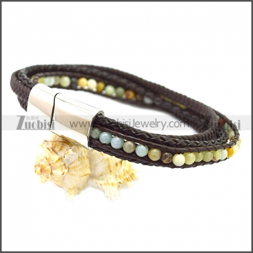 Stainless Steel Leather Bracelet b009808K2