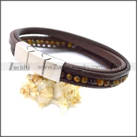 Stainless Steel Leather Bracelet b009808K3