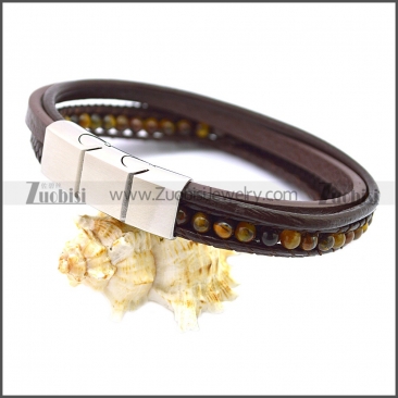 Stainless Steel Leather Bracelet b009808K3