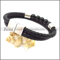 Stainless Steel Leather Bracelet b009809H1