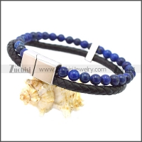 Stainless Steel Leather Bracelet b009811H