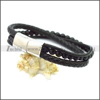 Stainless Steel Leather Bracelet b009816H