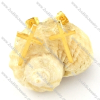 high quality gold oxidation-resisting steel cross Cutting Earrings for Women - e000359