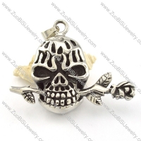 Mexican Sugar Skull Pendant in Stainless Steel for men & bikers - p000485