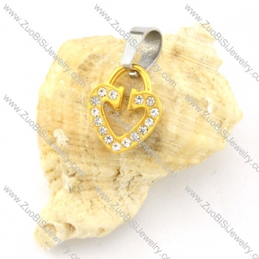 attractive yellow gold small Stainless Steel Heart Pendants - p000488