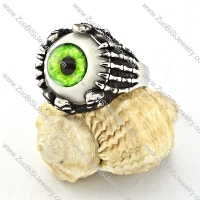 remarkable 316L Steel Evil Green Eyeball Ring with punk style for Motorcycle bikers - r000532