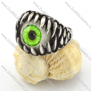 pretty Steel Green Eye Biker Ring with punk style for Motorcycle bikers - r000536
