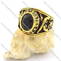 high quality Gold Plated 316L Stainless Steel Black Stone Ring - r000543