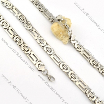 nice-looking Stainless Steel Stamping Necklace with Bracele Set - s000259